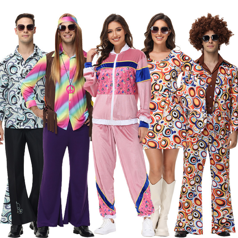 Hip Hop Retro Disco Halloween Cosplay Retro 70 s Hippie Native Savage Show Costume