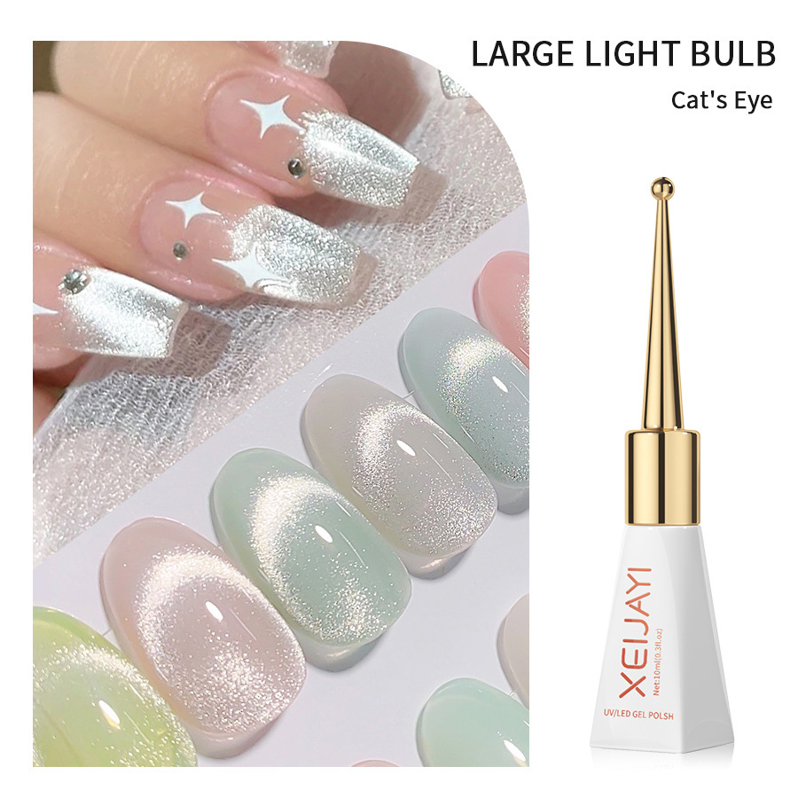 Xianjiayi peque&ntilde;a bombilla cristal gato ojo esmalte de u&ntilde;as pegamento hielo transparente Super brillante flash universal todo-f&oacute;sforo gato ojo pegamento para sal&oacute;n de u&ntilde;as