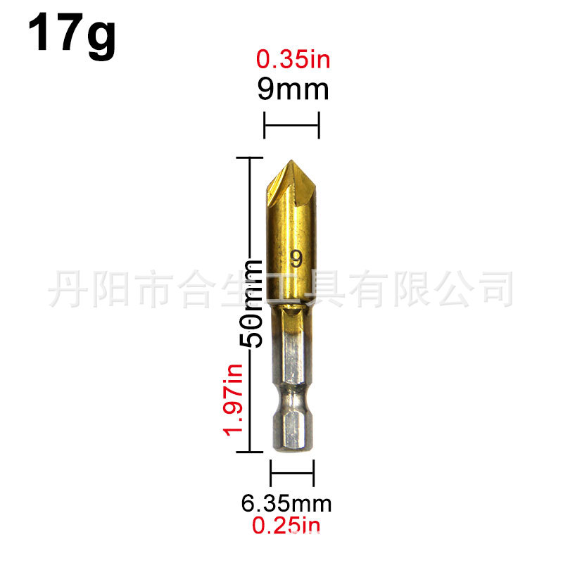 6 Unid mango hexagonal titanio plateado de cinco cuchillas cuchillo de biselado 3 Unid escariado biselado dispositivo 12mm16mm19mm carpintería taladro manga