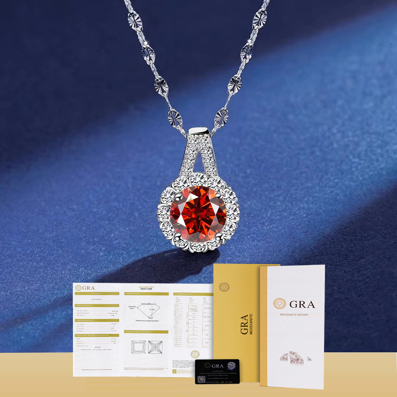 S925純銀1カラット太陽花ネックレス女ins水滴気質莫桑石ペンダントデザイン感シンプルなアクセサリー|undefined