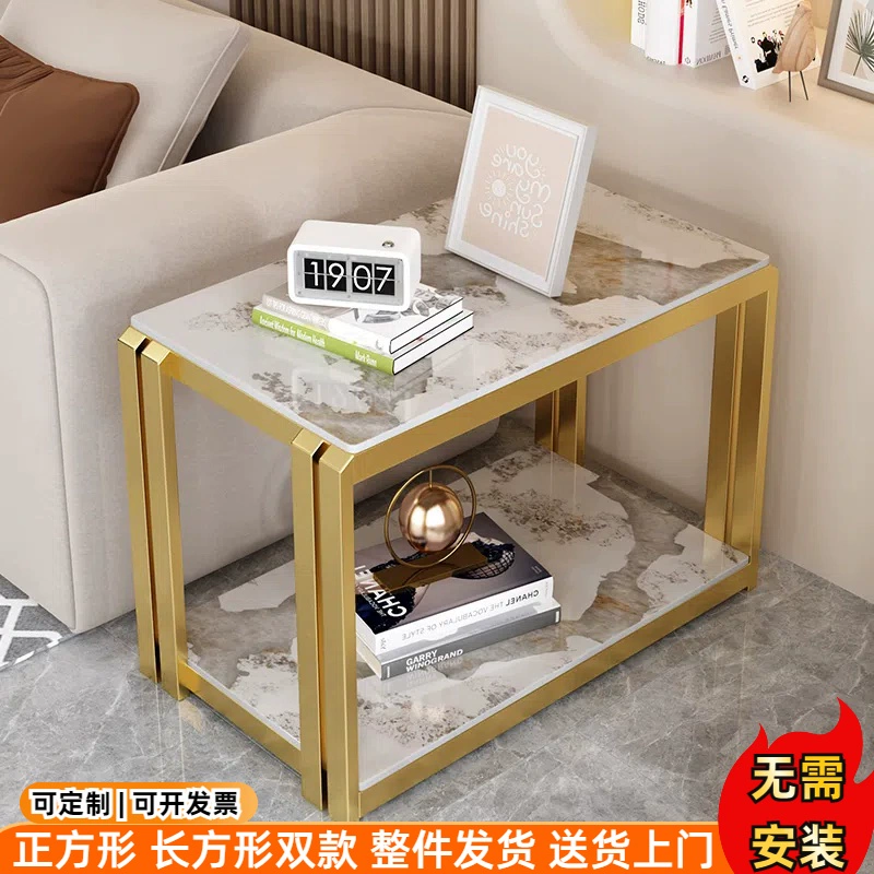 ✅ Прямоугольный приставной столик для гостиной, боковой шкаф для дивана, бытовой маленький журнальный столик, простой сланцевый квадратный угловой столик, небольшое хранилище