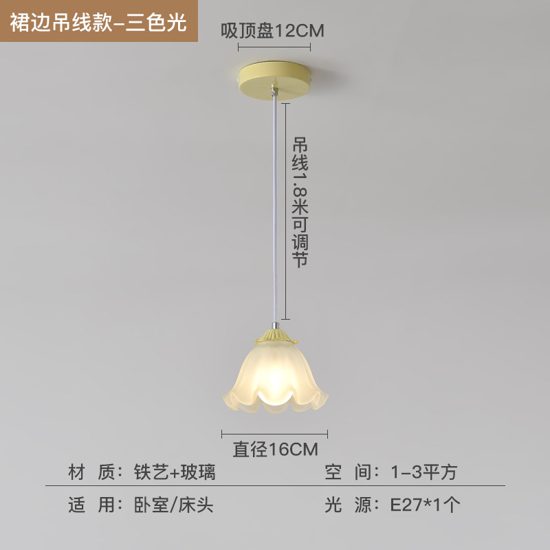 Crema estilo calabaza dormitorio cabecera pequeña araña Simple Red moderna barra roja pasillo de entrada de una sola cabeza colgando lámparas de alambre