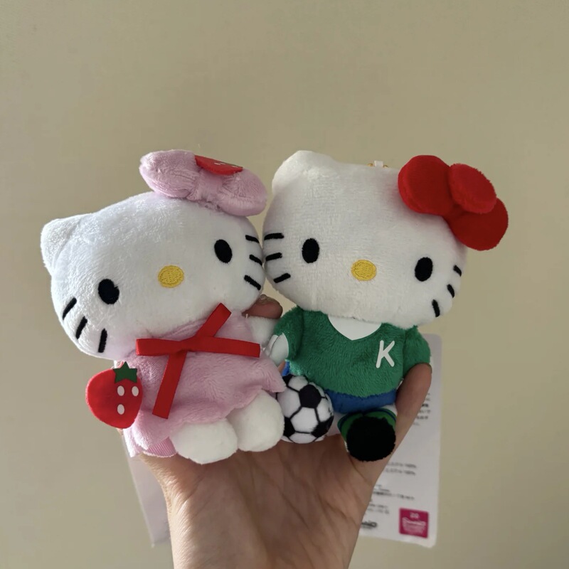 50th Anniversary Football Strawberry hellokitty Pendant Plush Doll Hello Kitty Cat Kt Cat Keychain Pendant