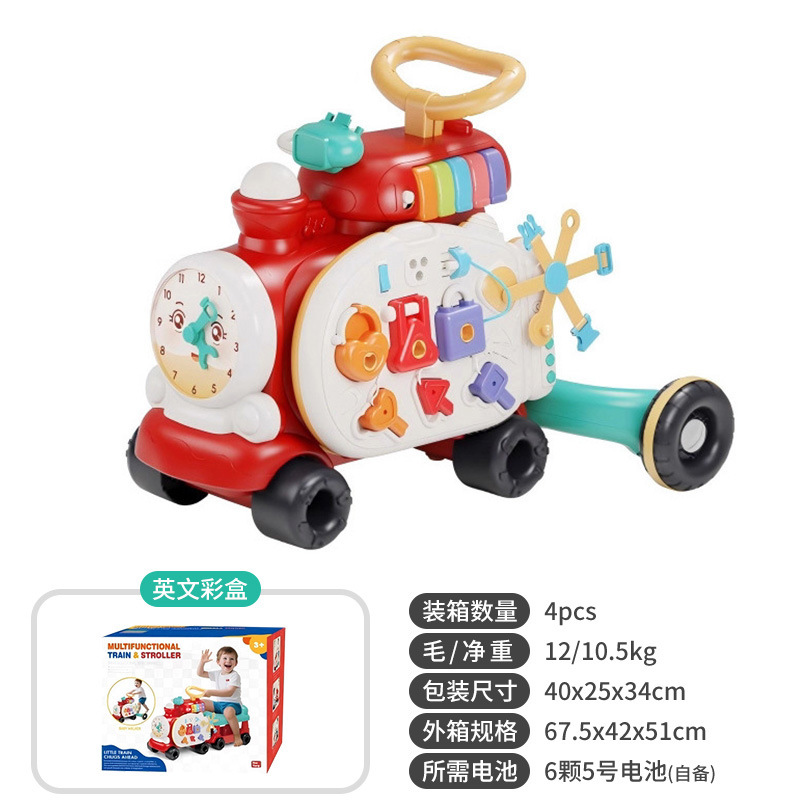 Nuevos productos transfronterizos juguetes de caminantes infantiles multifuncionales tren pequeño carro de mano juguetes recién nacidos para aprender a caminar
