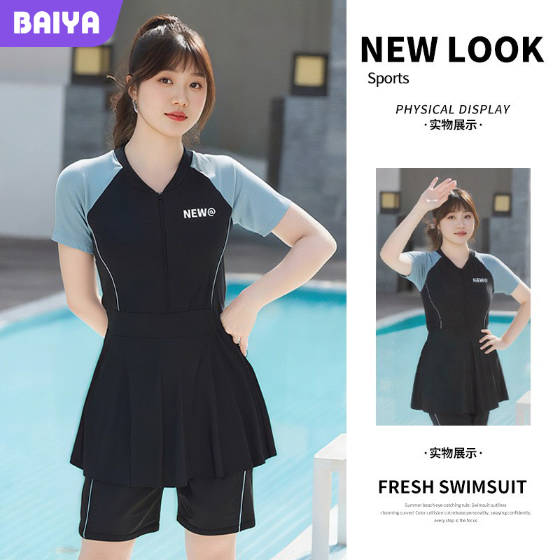 trajes de baño grandes mujeres grasa MM150 kg cubrir la piel adelgazante adulto piscina especial deportes trajes de baño de ángulo plano al por mayor