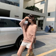 秋冬特价秋冬热销慵懒风斜肩长袖针织衫女气质新款早秋镂空高级感