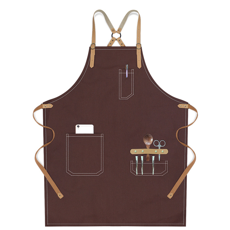 Transfronterizo Amazon lona delantal logo personalizado minimalista de moda restaurante bar barista delantal de trabajo al por mayor