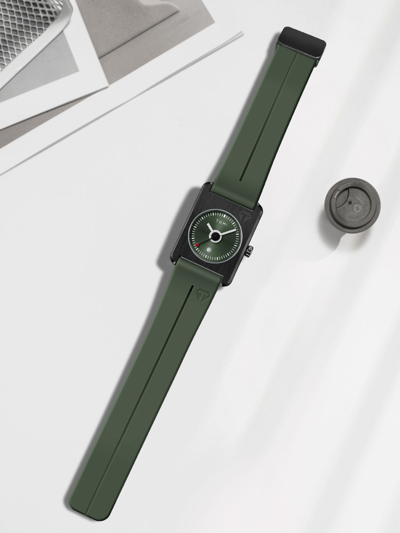 Square Quartz Watch For Men Korean Style Rubber Strap Fashionable_voghion.com