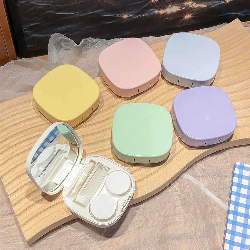 コンタクトレンズケース、ポータブル、コンパクト、シンプルなコンタクトレンズケース、コンパニオンケアボックス、収納ボックス、ミラー付きホットスタンピングレーザー|undefined