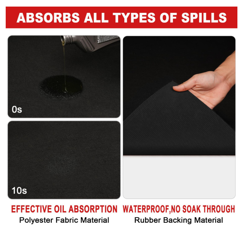 Cross-Border Tpr Anti-Slip Felt Floor Mat Garage Water-Absorbent and Oil-Proof Car and Motorcycle Repair Mat to Prevent Oil Spillage Mat