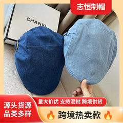 跨境韩版牛仔前进帽春季新款街头风画家帽文艺复古简约鸭舌帽