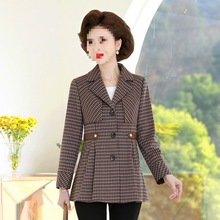 韩版中年妈妈装春秋款毛呢外套收腰显瘦外衣中老年女装呢子上衣服