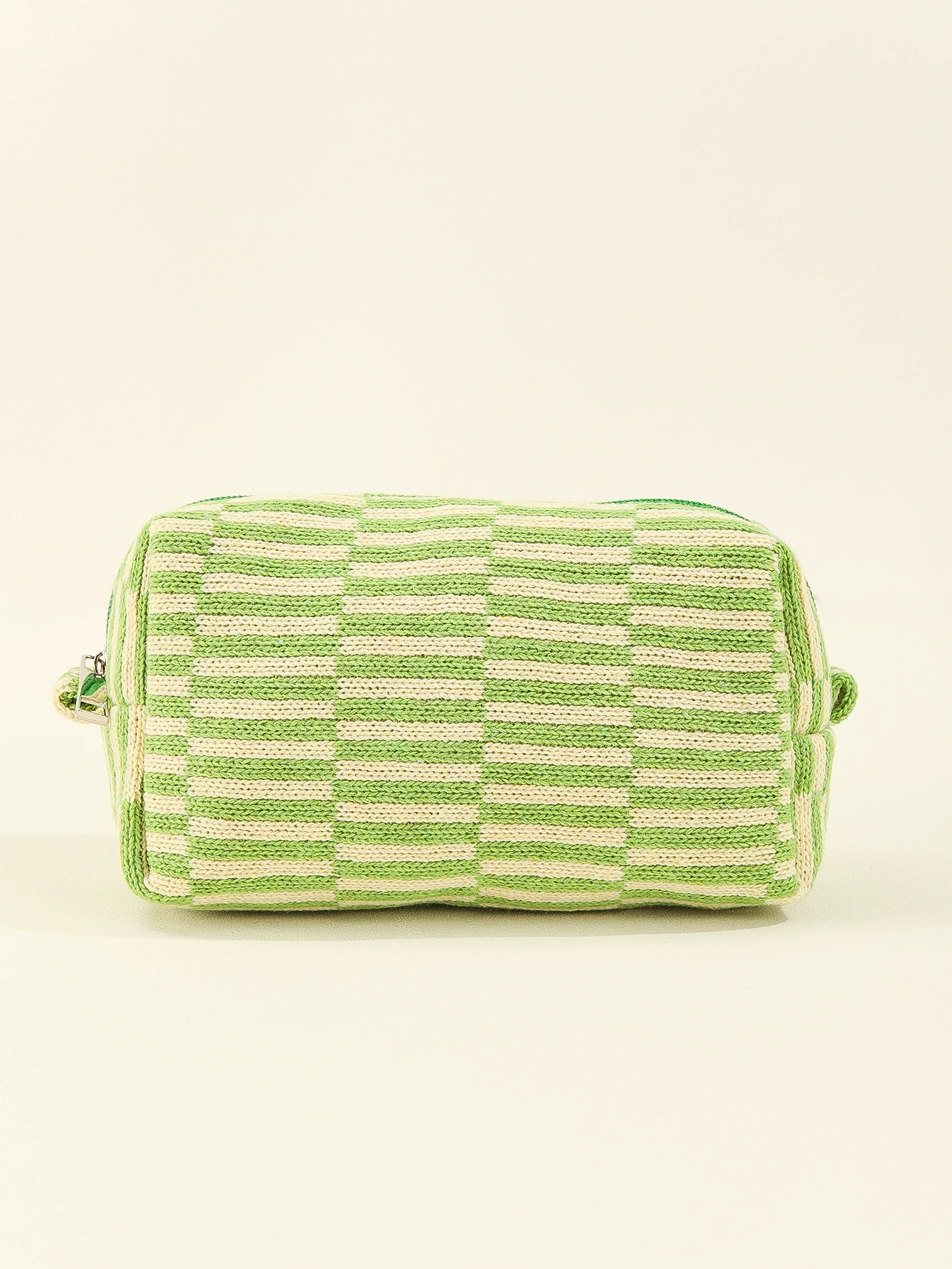  knitted cosmetic bag, handheld storage pouch, 18×11×7.5 cm, lightweight 60 g