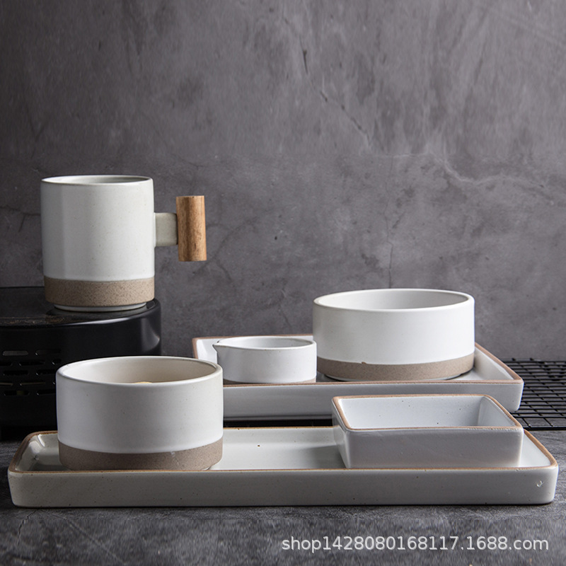Coreano ins estilo blanco taza de café placa cuadrada cena conjuntos