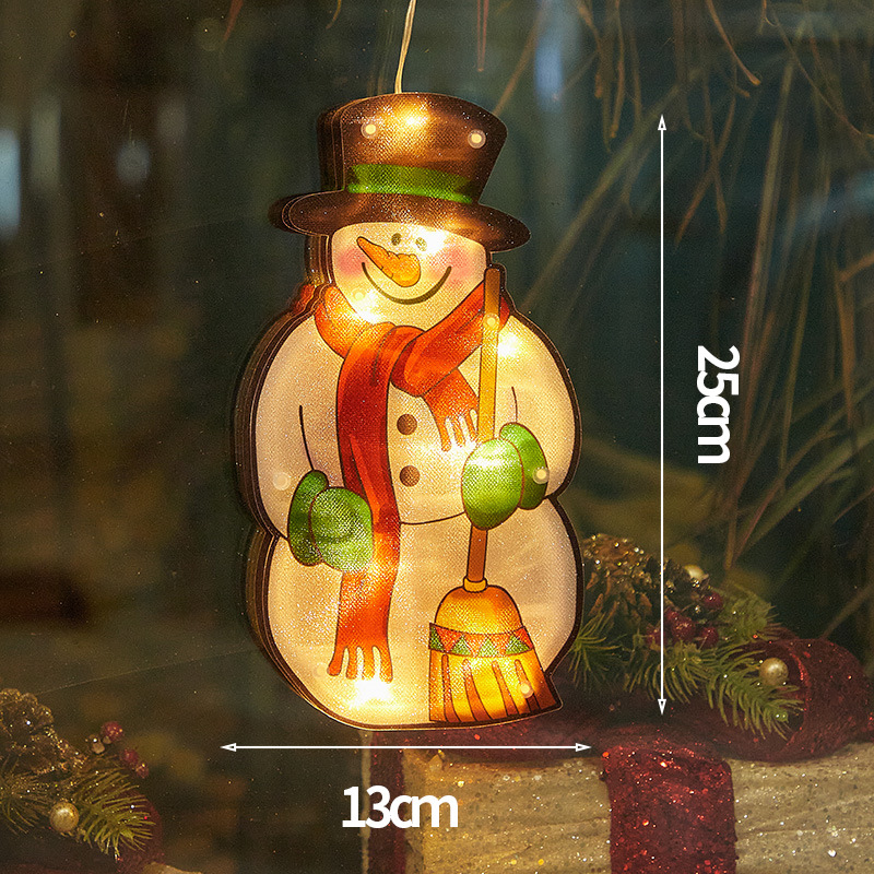 Luces de Navidad con Ventosa en Existencia de Fábrica, Decoración Navideña para Ventanas, Campanas, Colgantes de Papá Noel y Muñeco de Nieve, Luces LED