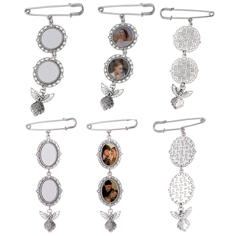 Regalos de temporada de graduación en blanco de sublimación de calor consumibles de metal redondo de encaje colgante ángel