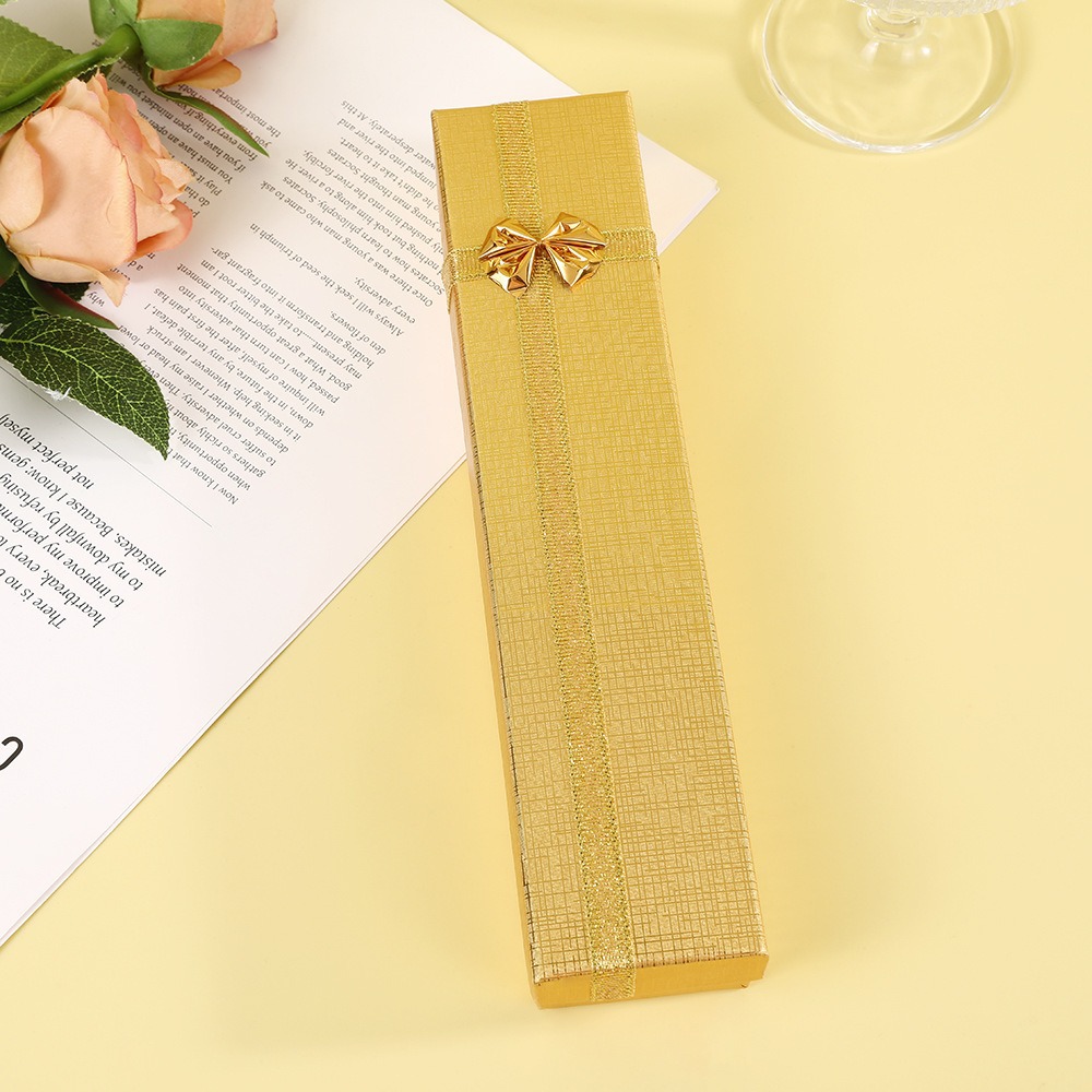 Fábrica directa nueva caja de embalaje de joyería rectangular de dos colores, collar de joyería, cinta de color, caja de regalo al por mayor