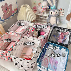 少女心收纳盒桌面收纳袋ins宿舍内衣布艺袜子杂物化妆品整理筐