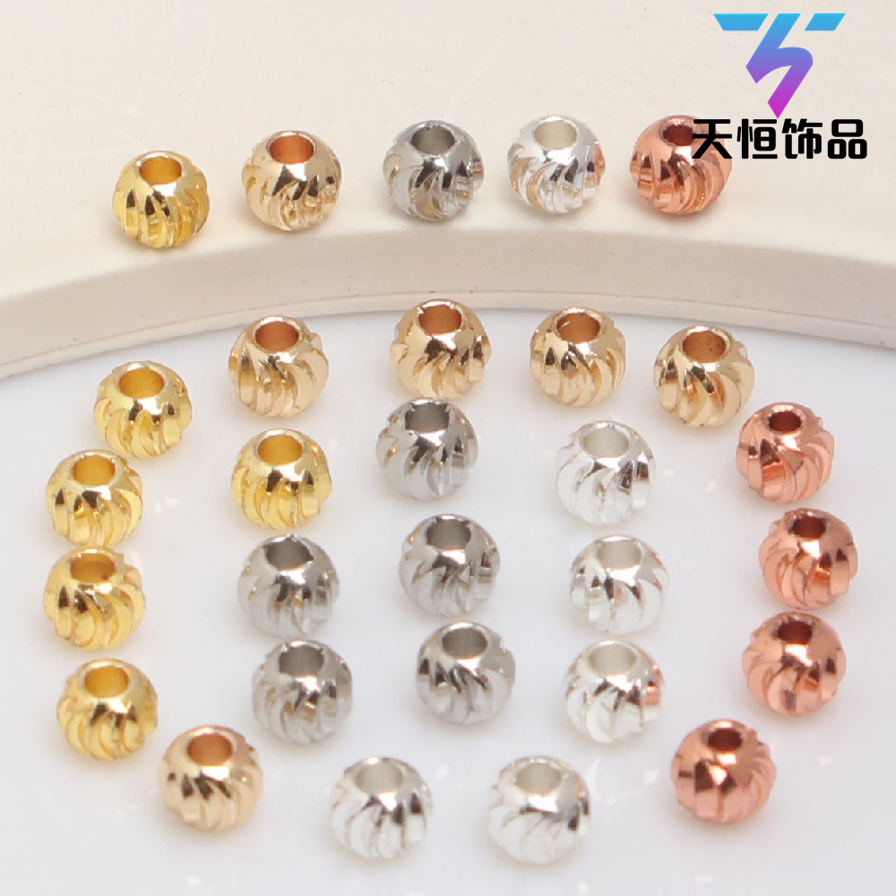 diy饰品配件铜珠 14k包金保色西瓜珠 批花南瓜珠隔珠手工串珠配件
