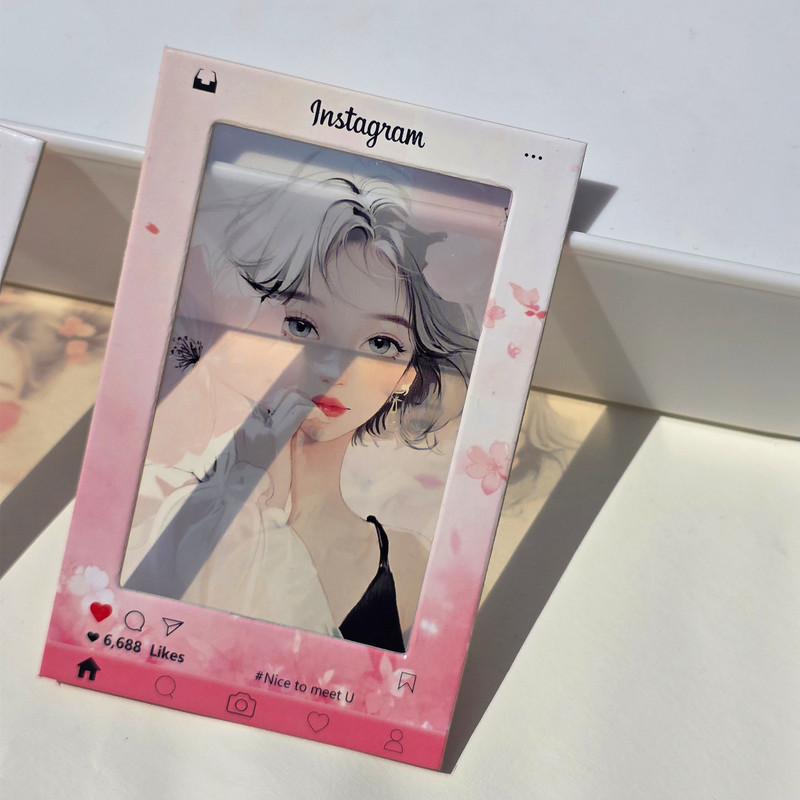 ポラロイド反転フィルムフレーム半透明画像表示モデルには、粘着フレーム桜ピンクの自家製素材ギフトギフトが付属しています|undefined