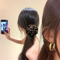 豹纹花朵香蕉夹女2025新款高级感发发夹后脑勺半扎发鲨鱼夹子头饰