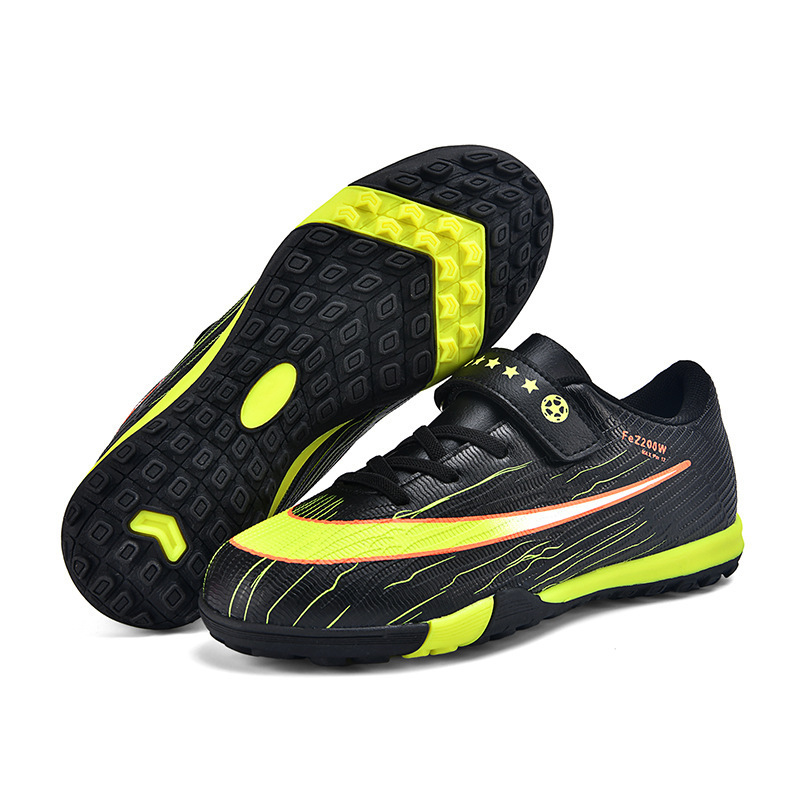 Zapatillas de Fútbol TF para Niños de Caucho Ligeras con Cierre Adhesivo para Césped Escolar