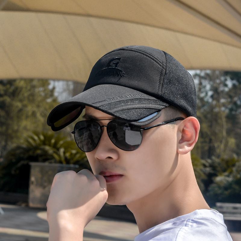 Sombrero de sol retráctil transpirable de verano, sombrero de pelo para hombres y mujeres, diseño de doble propósito, sombrero solar coreano, delgado secado rápido