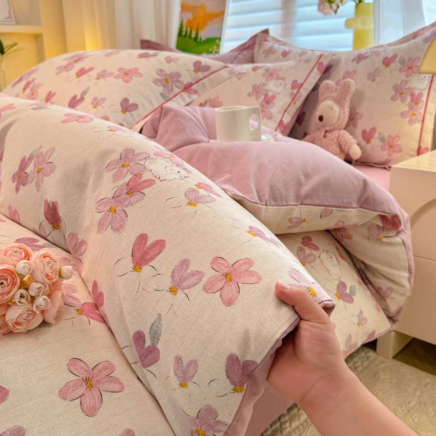 Otoño y invierno algodón grueso abrasión cama de tres piezas sábanas de algodón cubierta cama de cuatro piezas cama de invierno calentamiento