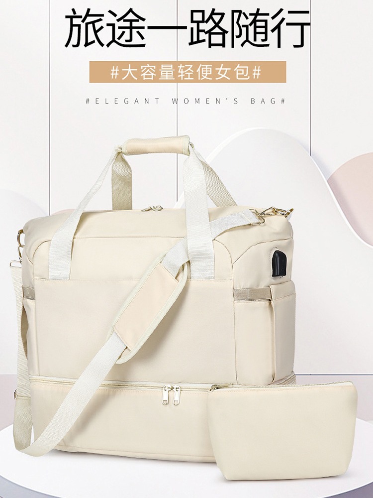 Bolsa de viaje inclinada de gran capacidad de almacenamiento de zapatos independiente separación seca y húmeda bolsa de equipaje gruesa tela de nylon bolsa madre mayorista