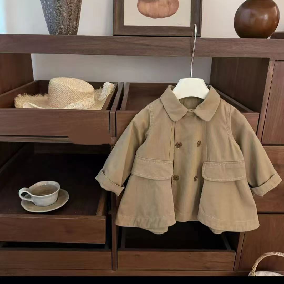 Chaqueta de niña ropa infantil de primavera europea y americana nueva moda de niños de doble botón chaqueta de niños
