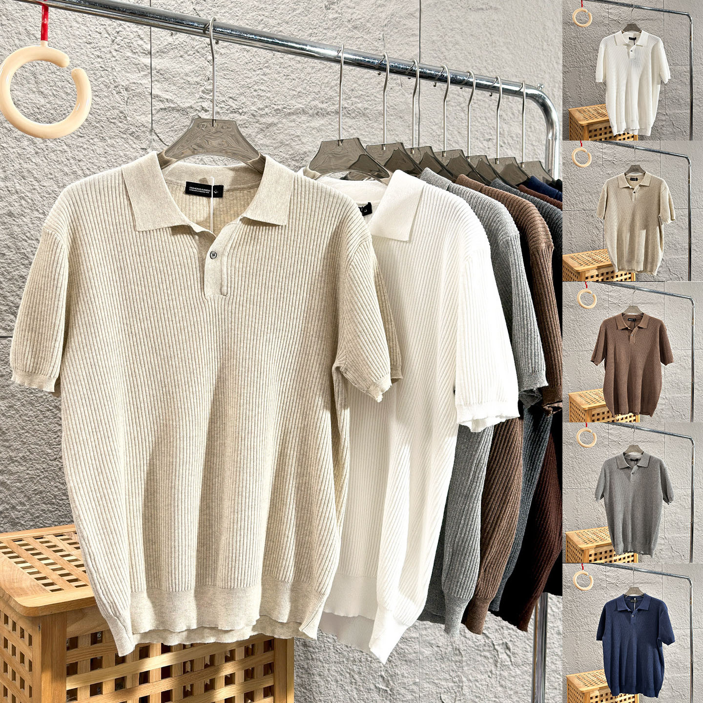 Polo camiseta de punto camiseta de manga corta camiseta de hombre cuello en V Paul rayas viejas líneas de negocios de verano fábrica transfronteriza mayorista