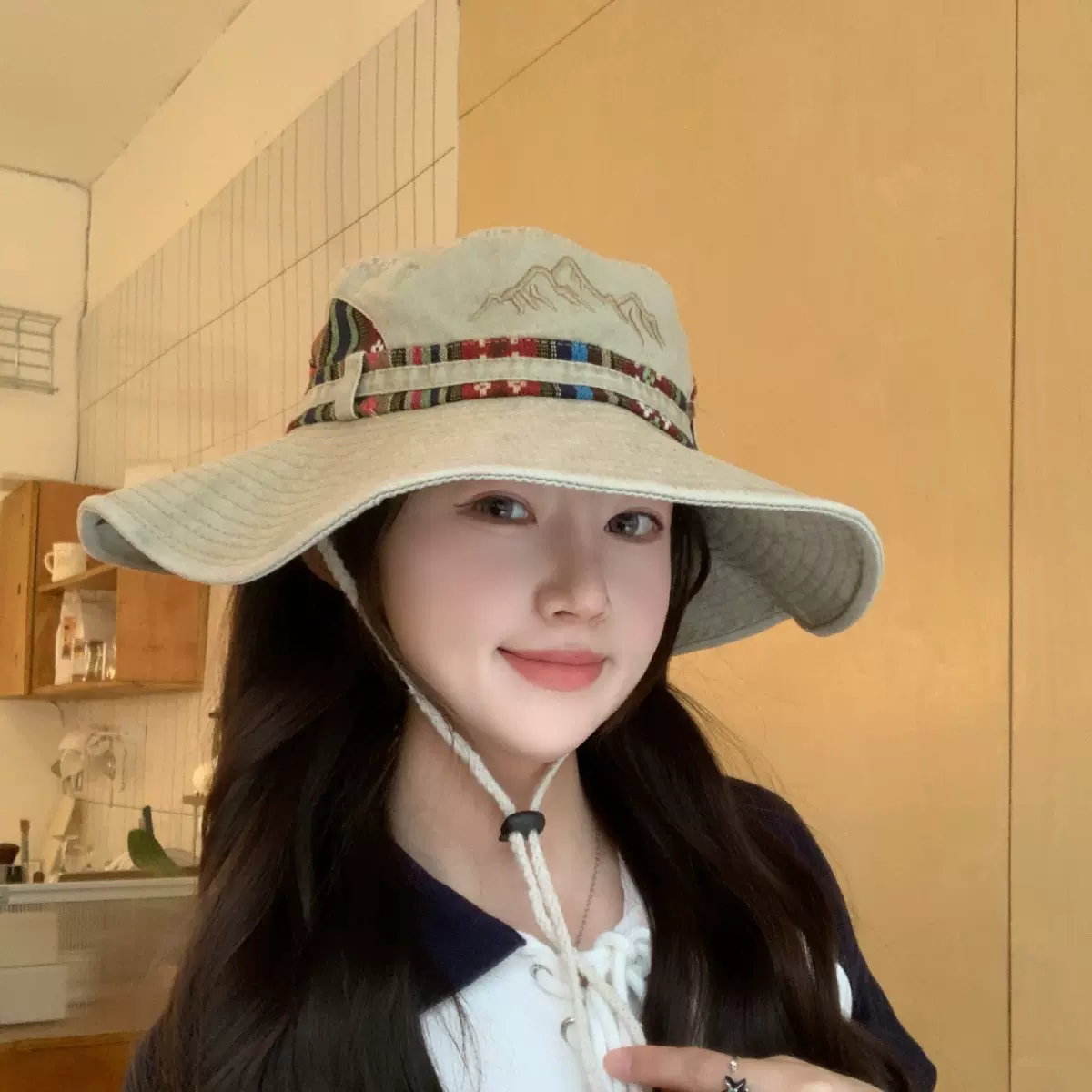 西部旅游牛仔帽女夏季户外大帽檐渔夫帽显脸小防晒帽遮阳登山帽子