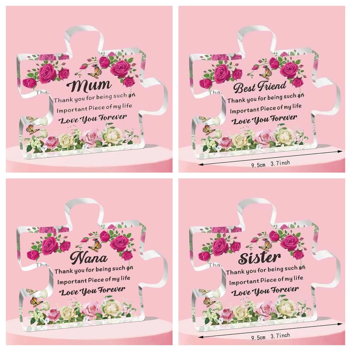 2024年跨境透明不规则曲线亚克力母亲节父亲节圣诞节节日祝福摆件