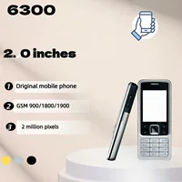2G металлический мобильный телефон 6300, GSM 900/1800/1900, 2,0″ экран — упрощённый для пожилых