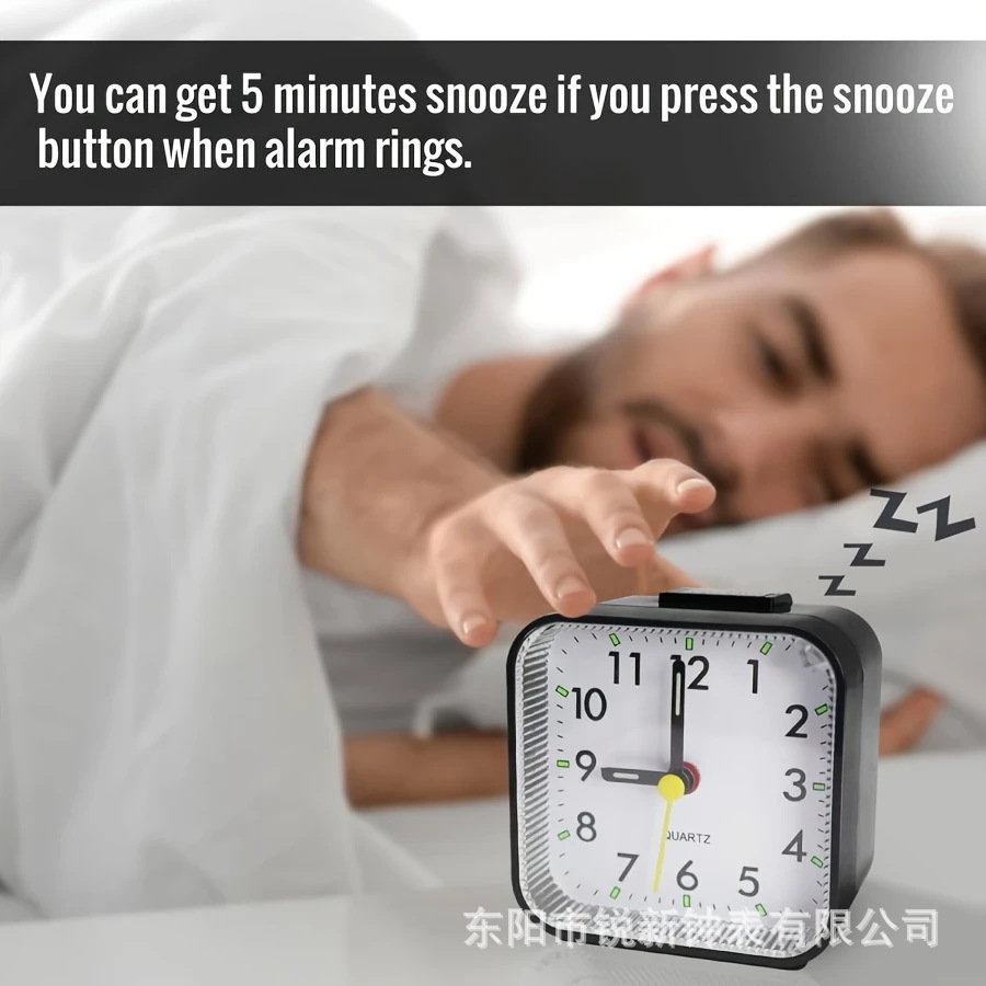 Reloj de cuarzo cuadrado de estudiante de estilo caliente de Amazon, reloj despertador con repetición, reloj de mesa luminoso, reloj de mesa cuadrado