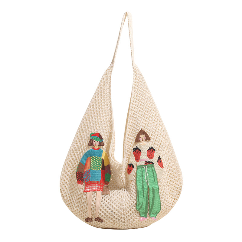 Lazy Style Woven Bag For Women, Fashionable Large Capacity Shoulder Bag, Beach Vacation Travel Korean Style Straw Bag - Thumbnail 5