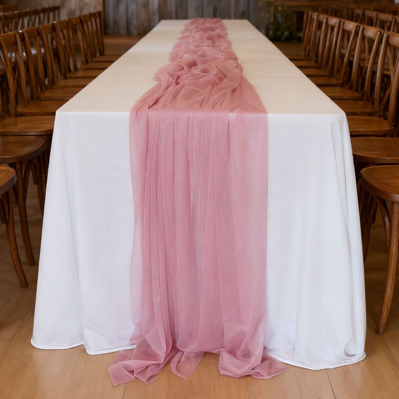 テーブルの旗のカーテンのカーテンの美人の糸のバリの紗の結婚式の誕生日のパーティーの活動は食卓の縮みの布の雪のテーブルクロスを飾ります。|undefined