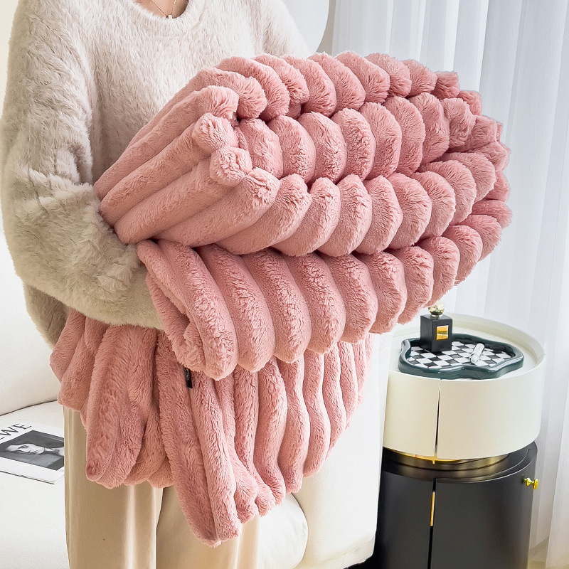 Mantras de peluche de conejo gruesas mantas de cabello largo mantas de oficina mantas de siesta de invierno mantas de sofá mantas de alto nivel