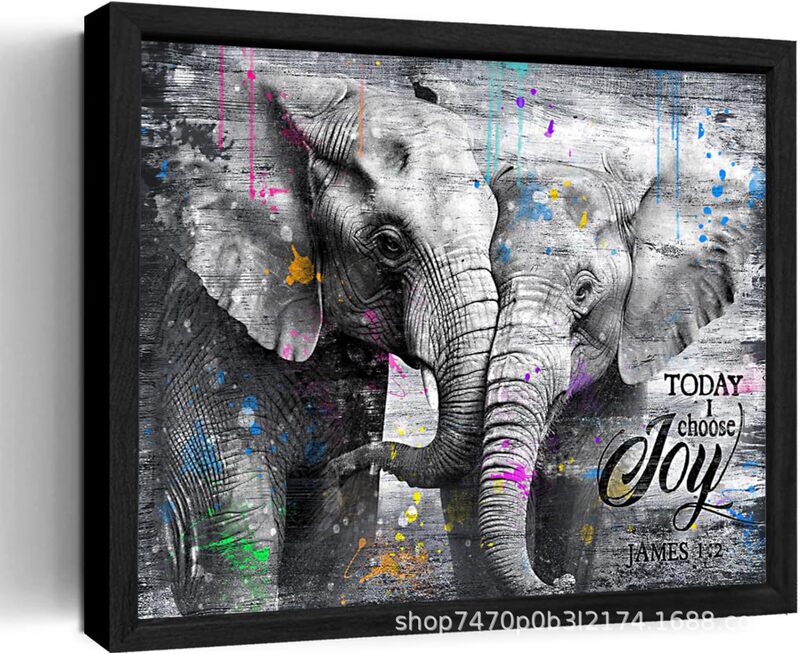 Amazon Cross-Border Wall Art Bathroom Wall Decoration Black and White Farmhouse Watercolor Canvas Wall Art Frame