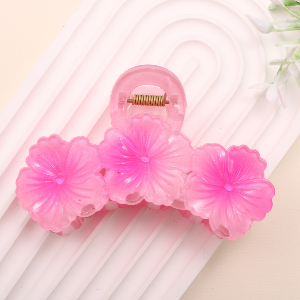 Nuevo color frangipani acrílico pinza para el cabello flor pinza de agarre de alta calidad elegante accesorio para el cabello de mujer pinza de tiburón de agarre lateral