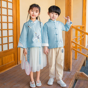 Hanfu Children's Clothing Kindergarten June 1 Performance Costume Sweet Tang Suit Three-character Suit Chinese Style Children's Cotton Suit