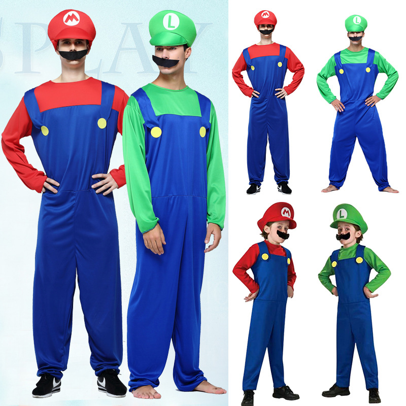 Super Mario Hat Mario Cosplay Halloween Cosplay Clothes Adult Children