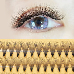 歐美單株0.07 20根濃密單簇點膠嫁接睫毛自然朵毛批發假睫毛工廠