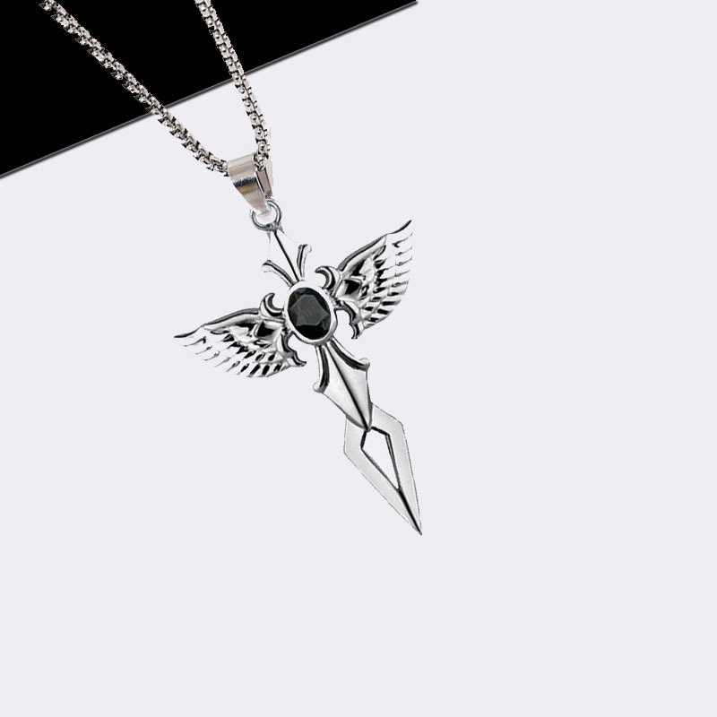 Hip-hop Cross Wings Alloy Titanium Steel Inlay Artificial Gemstones Unisex Pendant Necklace display picture 5