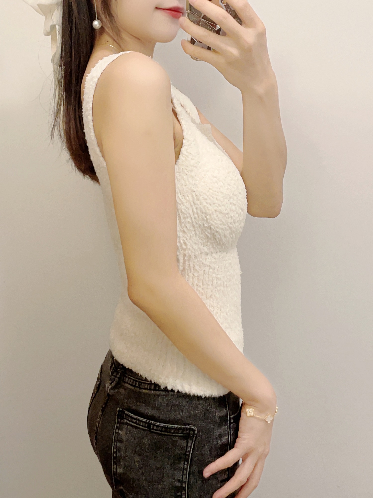 따뜻한 양모 봉제 작은 카미솔 아우터 여성용 봄과 가을 가슴 패드 두꺼운 짧은 내부 양고기 양털 탑