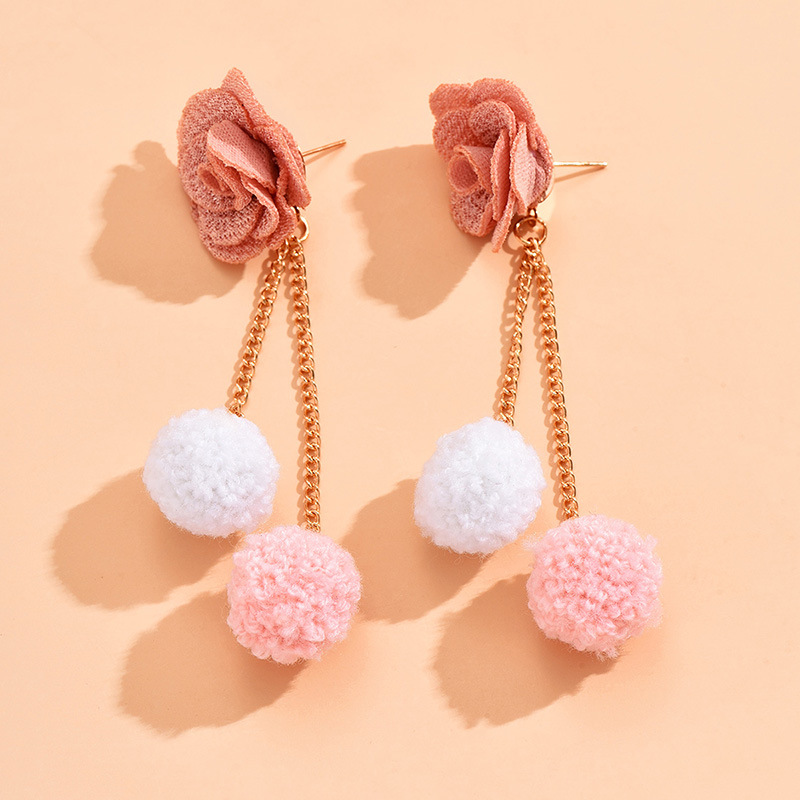 1 Pair Fashion Flower Cloth Womenu0027S Drop Earrings