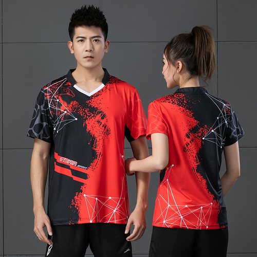 Badminton set men's and women's sports short-sleeved jerseys for custom competition and training, tennis attire, new table tennis attire