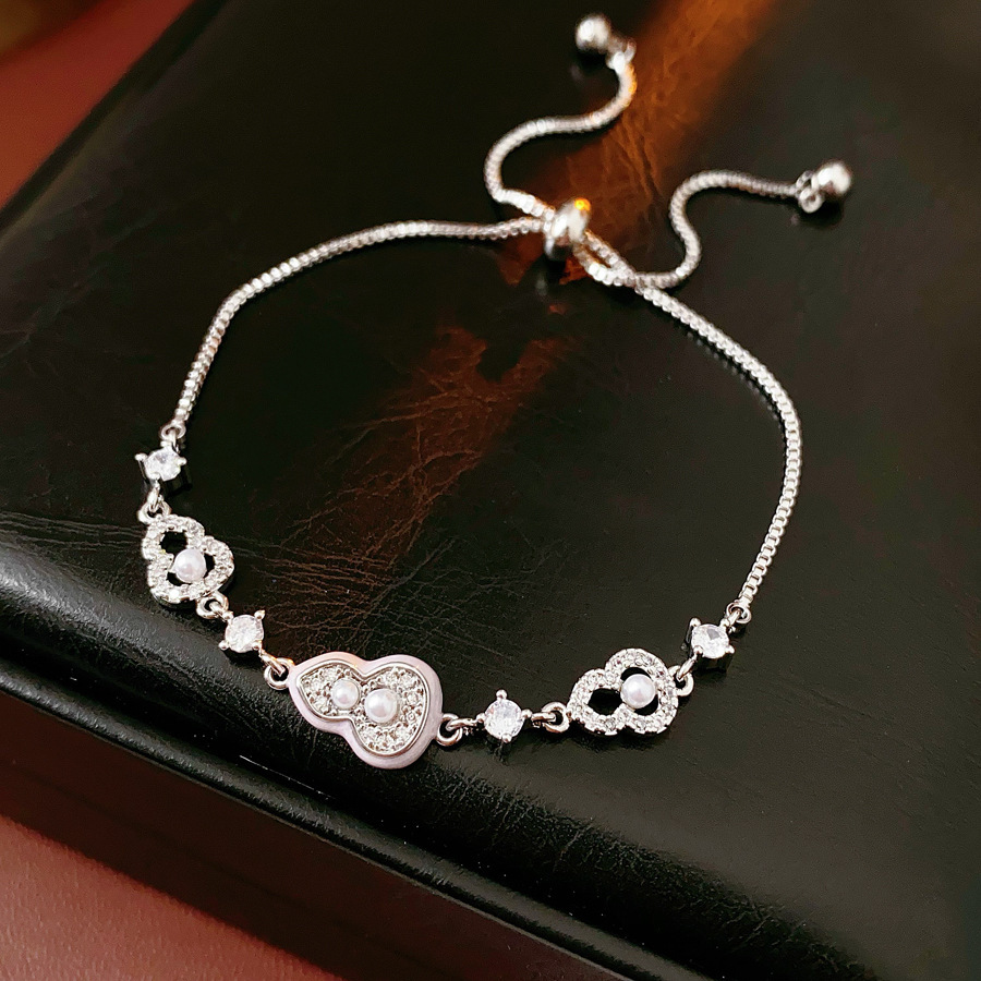 Pulsera de perlas de calabaza de circón galvanizado en oro real de 18k, pulsera exquisita y elegante de todo fósforo, joyería de alta calidad de lujo ligero para mujer