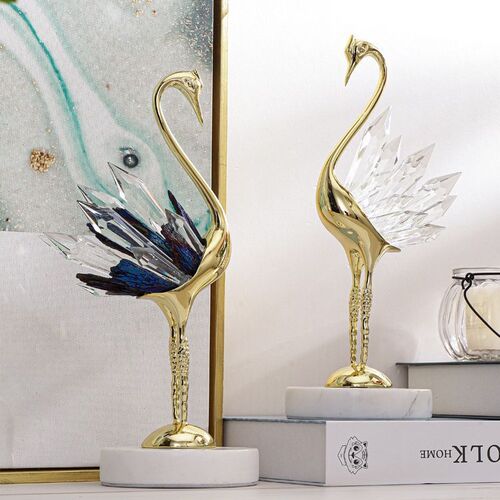 Swan Creative Shelf Decor for Couples, Home Living Room, Light Luxury Desk Accessory, Crystal High-End Bedroom Entrance Modern Wine