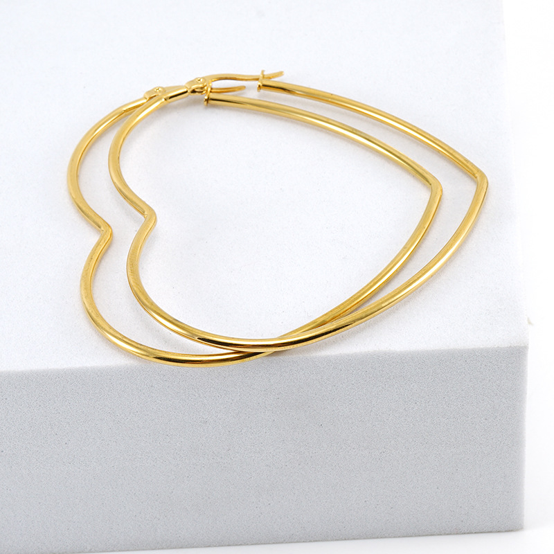 Pendientes de acero de titanio galvanoplastia pulido nueva línea redonda moda elegante estilo TikTok Comercio exterior joyería al por mayor mujeres